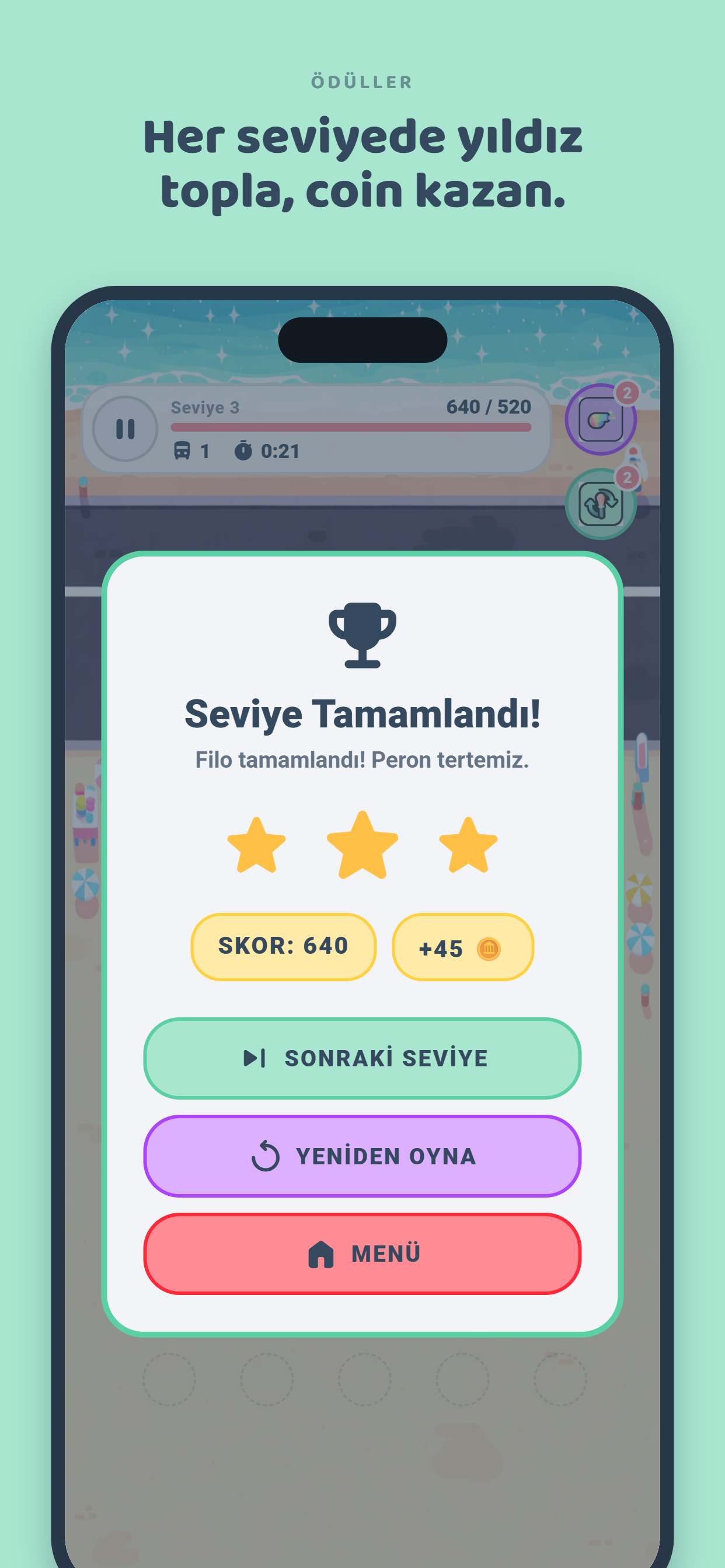 Kazanma ekranı